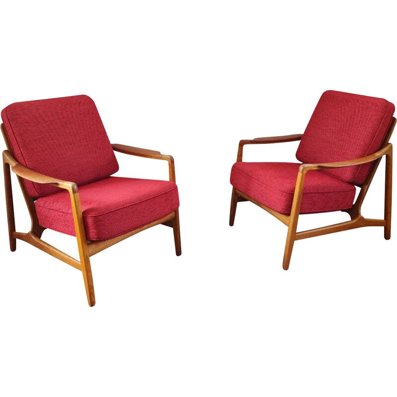 Pair of vintage model 117 upholstered armchairs by Tove & Edvard Kindt-Larsen for France & Daverkosen, 1960s