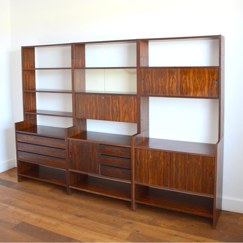 Scandinavian vintage wall bookcase by Poul Cadovius for KLM, 1970s