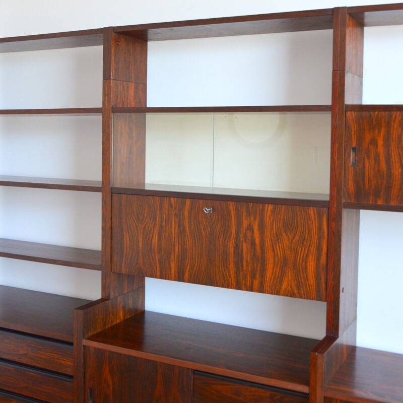 Scandinavian vintage wall bookcase by Poul Cadovius for KLM, 1970s