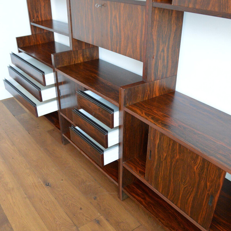 Scandinavian vintage wall bookcase by Poul Cadovius for KLM, 1970s