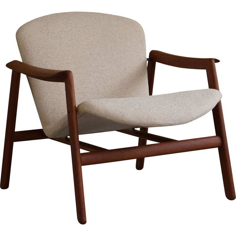 Mid century Danish armchair in teak and bouclé, 1960s