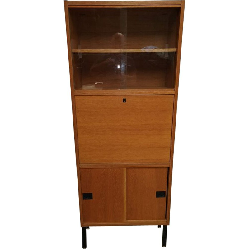 Vintage bureau in teak en glas van René Jean Caillette, 1950