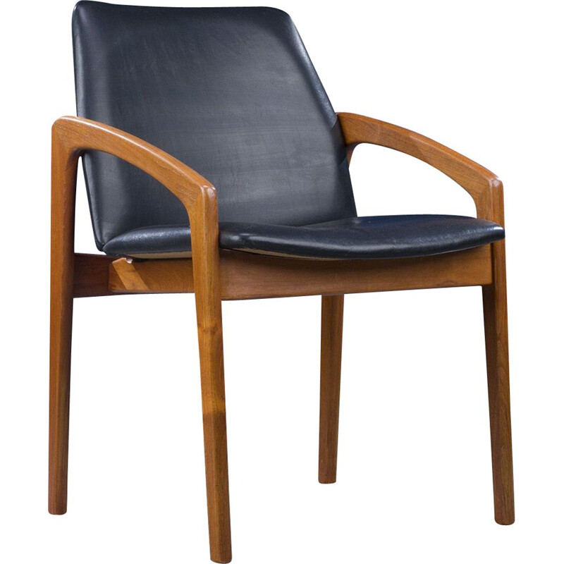 Vintage fauteuil model 23 in hout en leer van Henning Kjærnulf voor Korup Stolefabrik, 1960