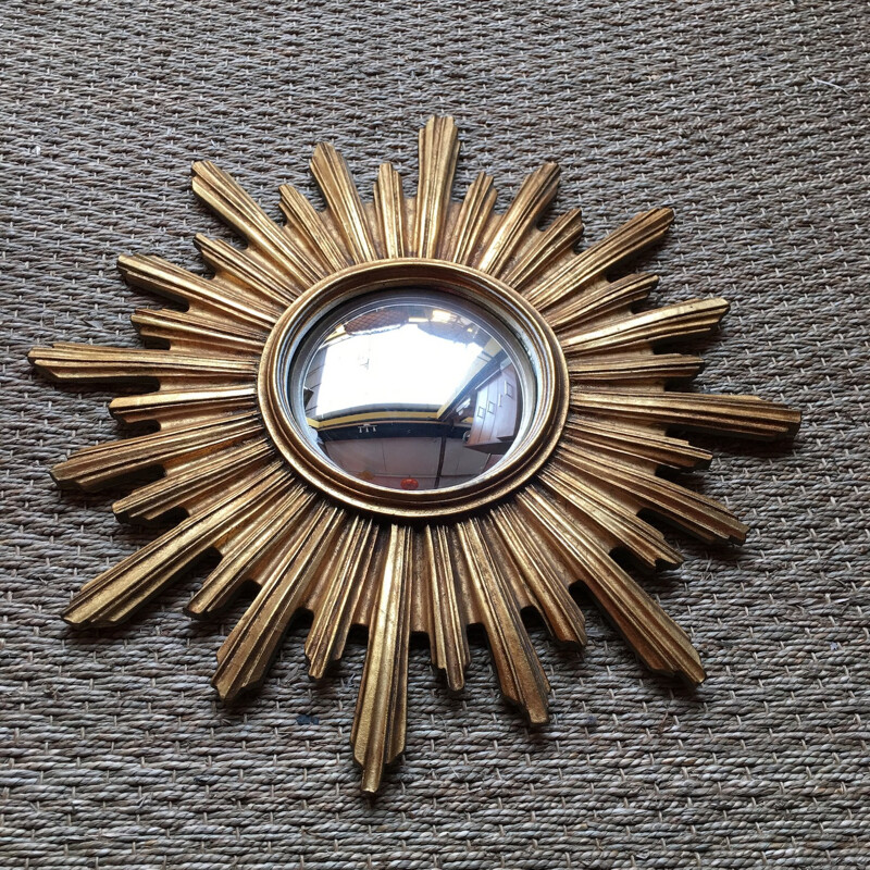 Mid-century mirror in gold coloured resin - 1950s