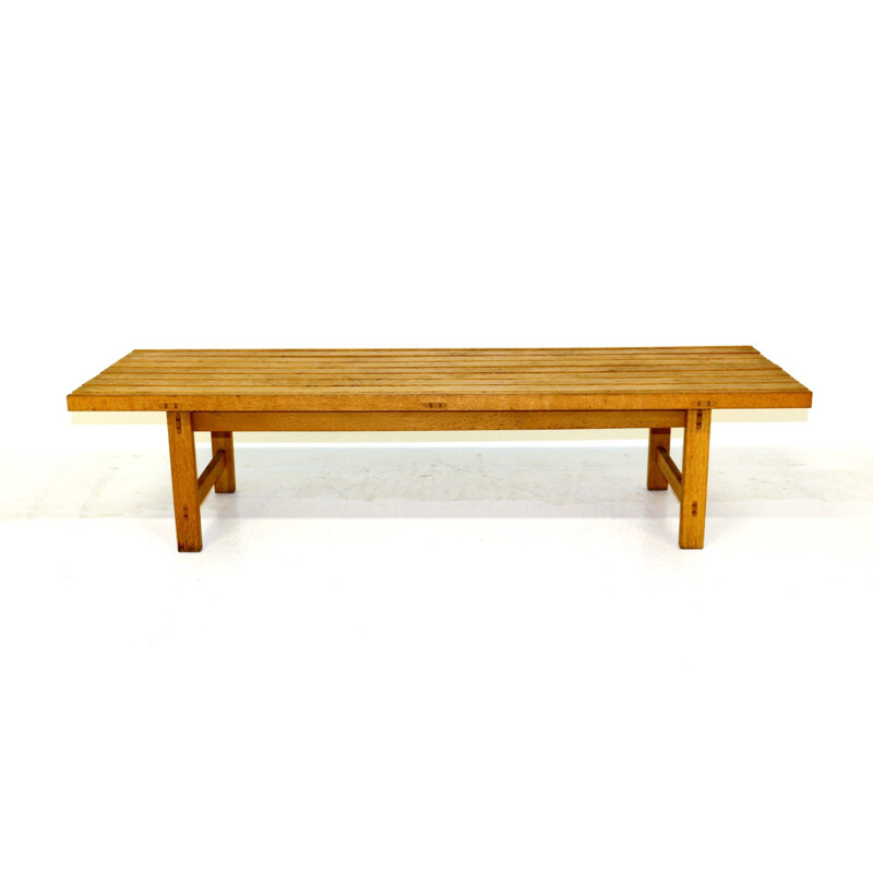 Vintage oakwood bench for Bjärnums, Sweden 1960