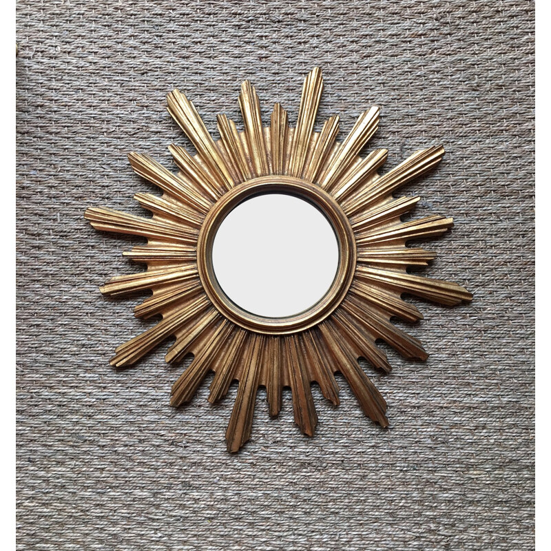 Mid-century mirror in gold coloured resin - 1950s