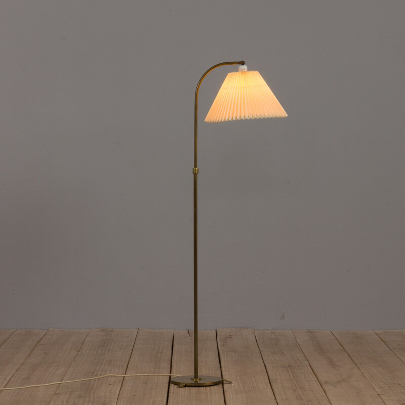 Mid-century danish adjustable Le Klint floor lamp in brass, 1960s