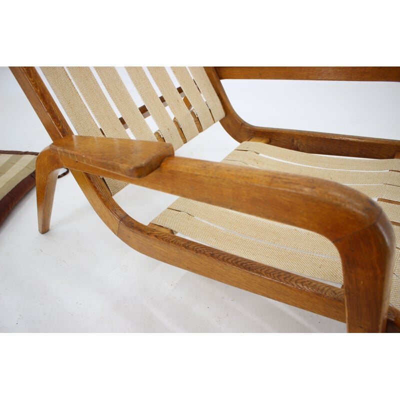 Vintage relaxing oak armchair by Jan Vanek, Czechoslovakia 1960s