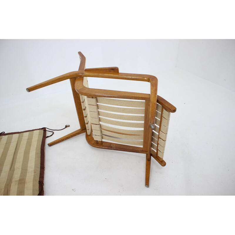 Vintage relaxing oak armchair by Jan Vanek, Czechoslovakia 1960s