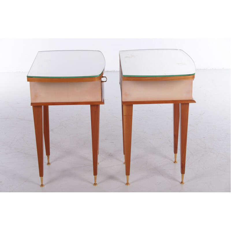 Vintage design italian solid wood night stands by Gio Ponti,1950s