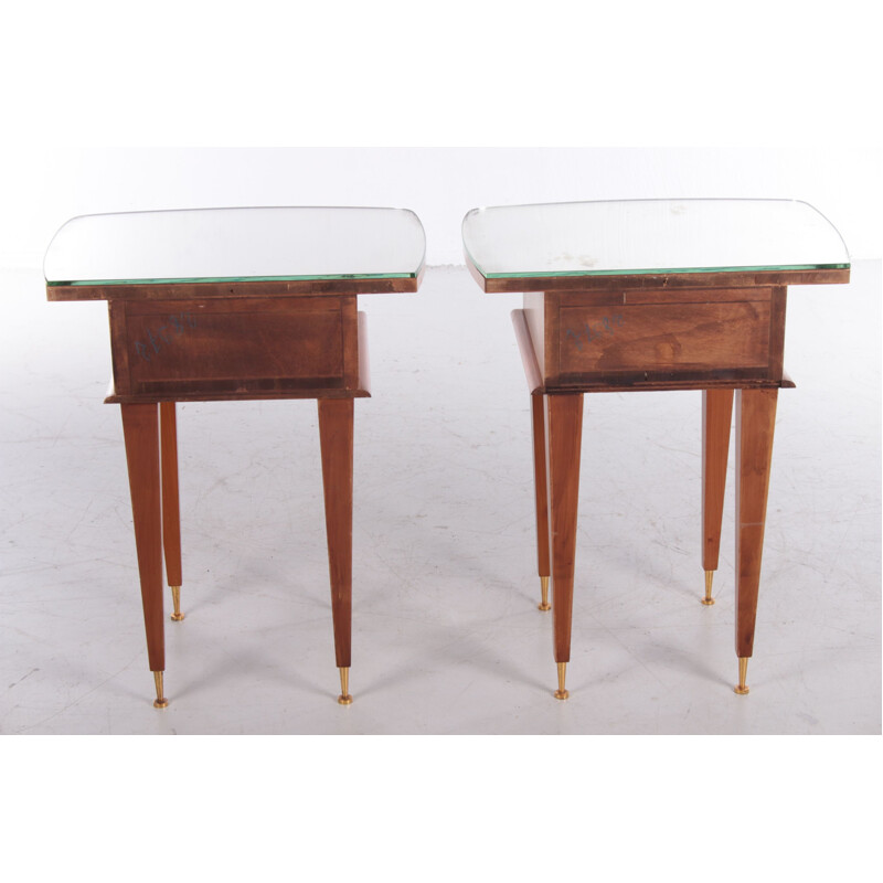 Vintage design italian solid wood night stands by Gio Ponti,1950s