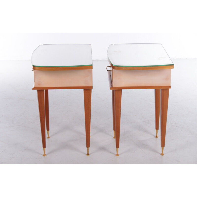 Vintage design italian solid wood night stands by Gio Ponti,1950s