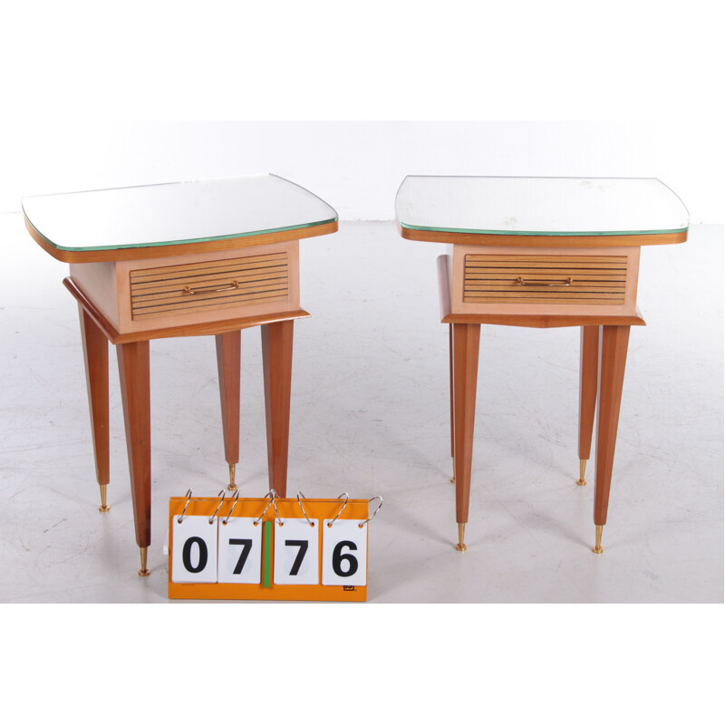 Vintage design italian solid wood night stands by Gio Ponti,1950s