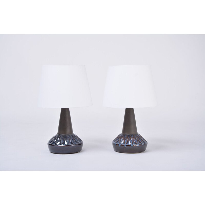 Ein Paar moderner dänischer blauer Vintage-Lampen von Einar Johansen für Soholm