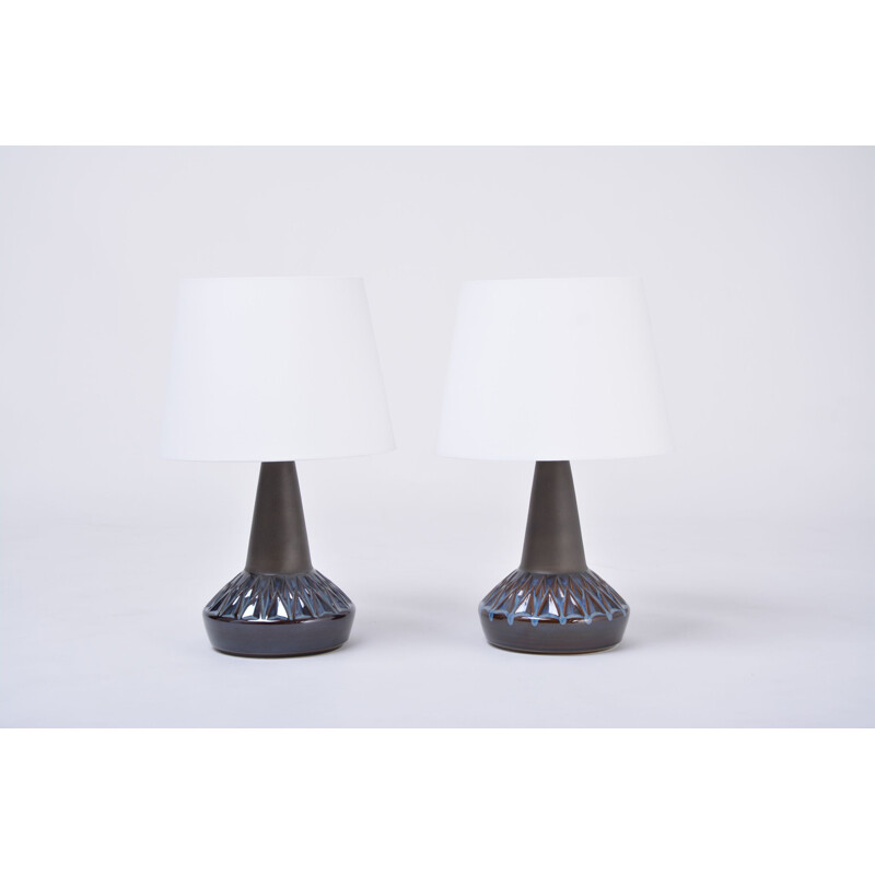 Pair of blue danish mid-century modern table lamps by Einar Johansen for Soholm