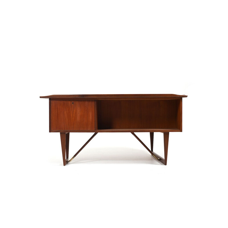 Bureau boomerang vintage en teck de Peter Løvig Nielsen pour Hedensted Møbelfabrik, Danemark 1950