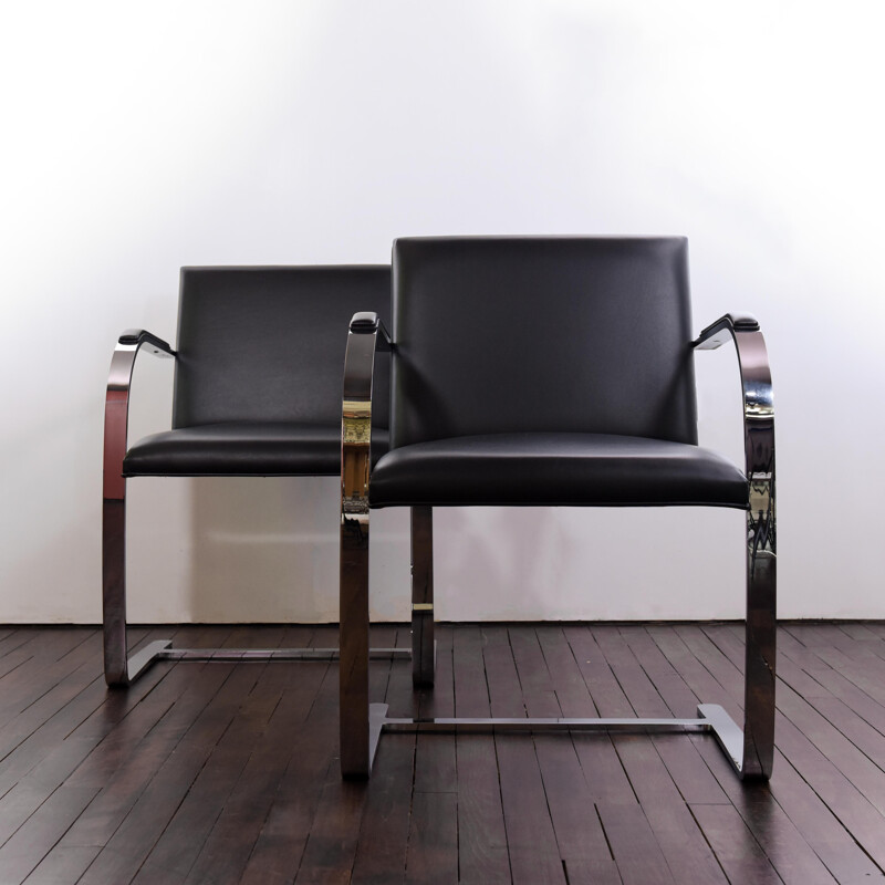 Pair of vintage Brno armchairs by L. Mies van der Rohe for the Tugendhat House in Brno, 1930s