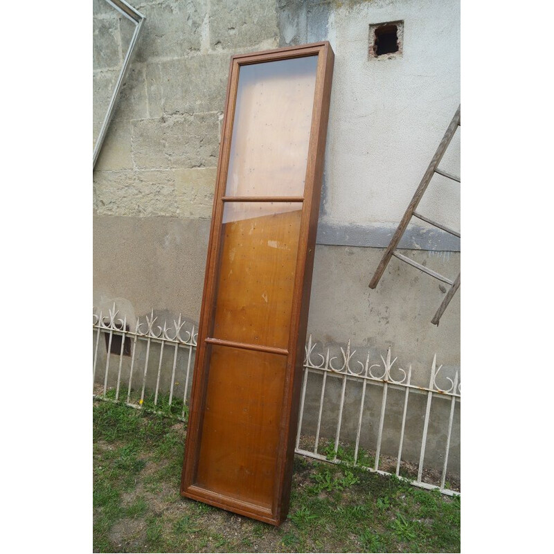 Large wood and glass vintage display cabinet, 1950