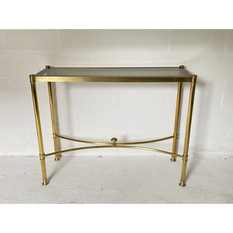 Vintage brass and glass console