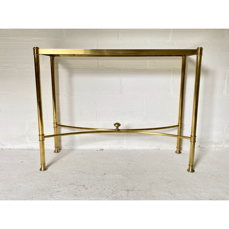 Vintage brass and glass console