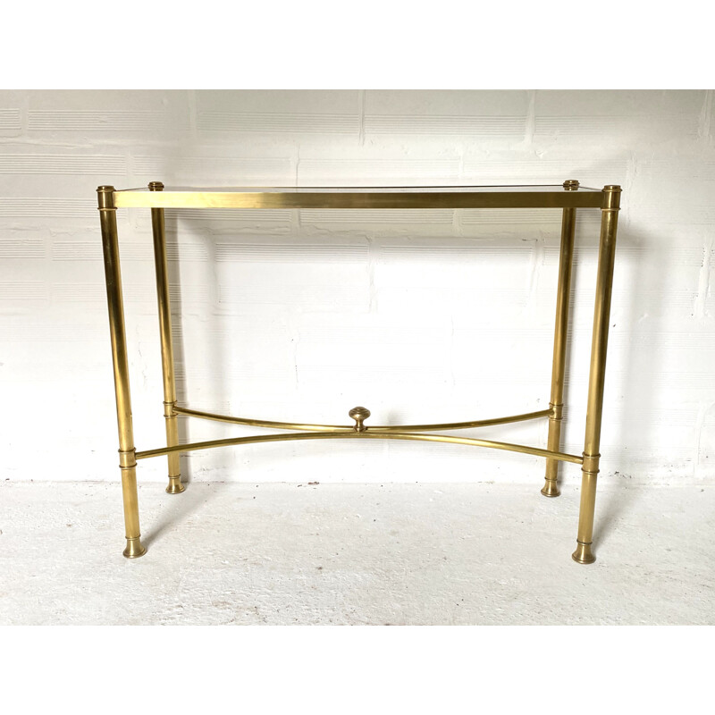 Vintage brass and glass console