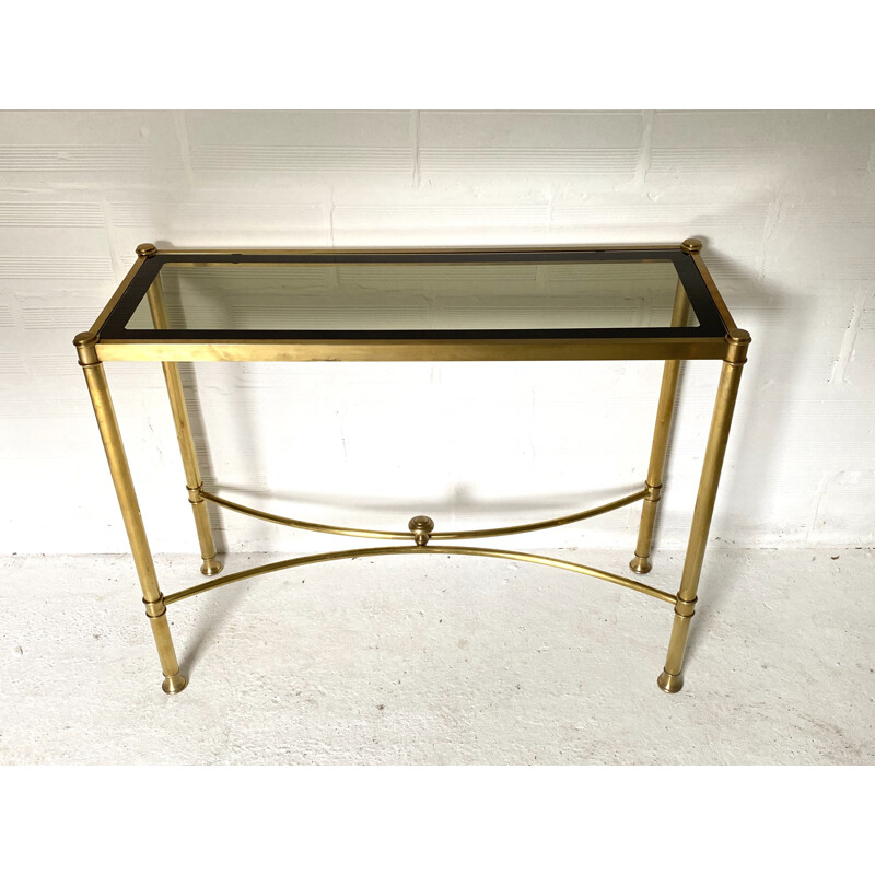 Vintage brass and glass console