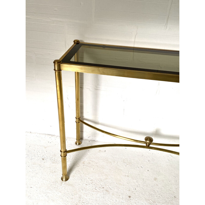 Vintage brass and glass console