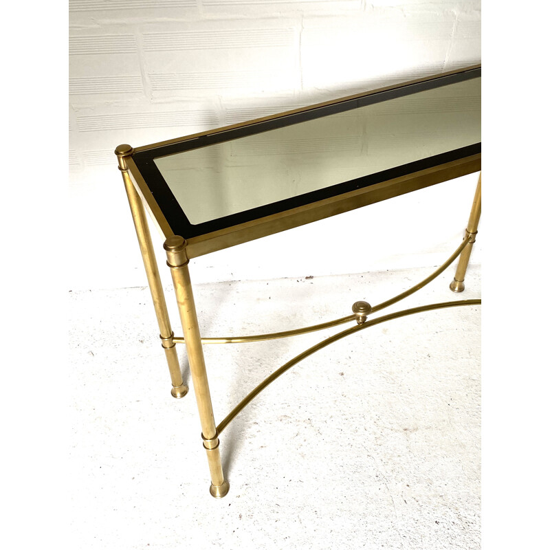 Vintage brass and glass console