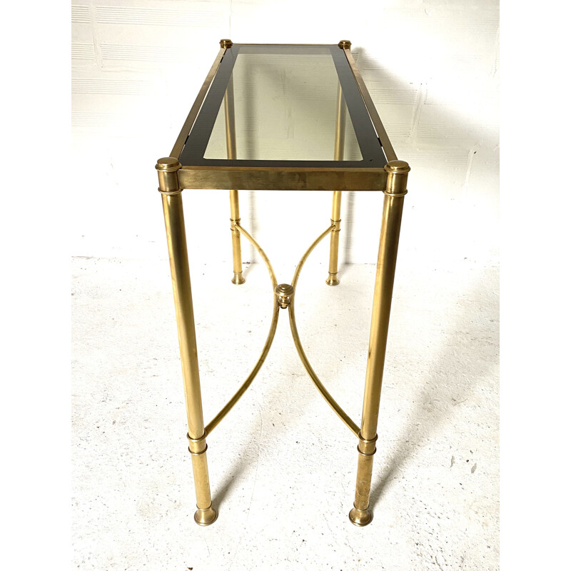 Vintage brass and glass console