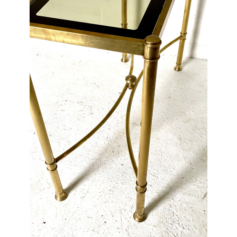 Vintage brass and glass console