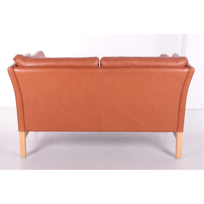 Danish vintage 2 seater leather sofa by Mogens Hansen, Denmark 1980