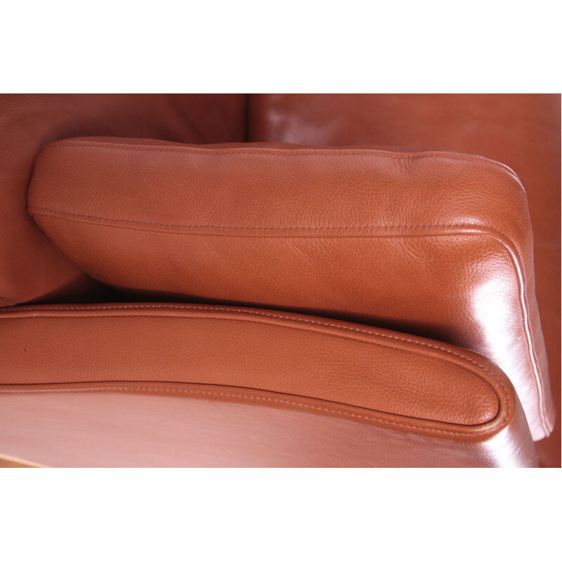 Danish vintage 2 seater leather sofa by Mogens Hansen, Denmark 1980