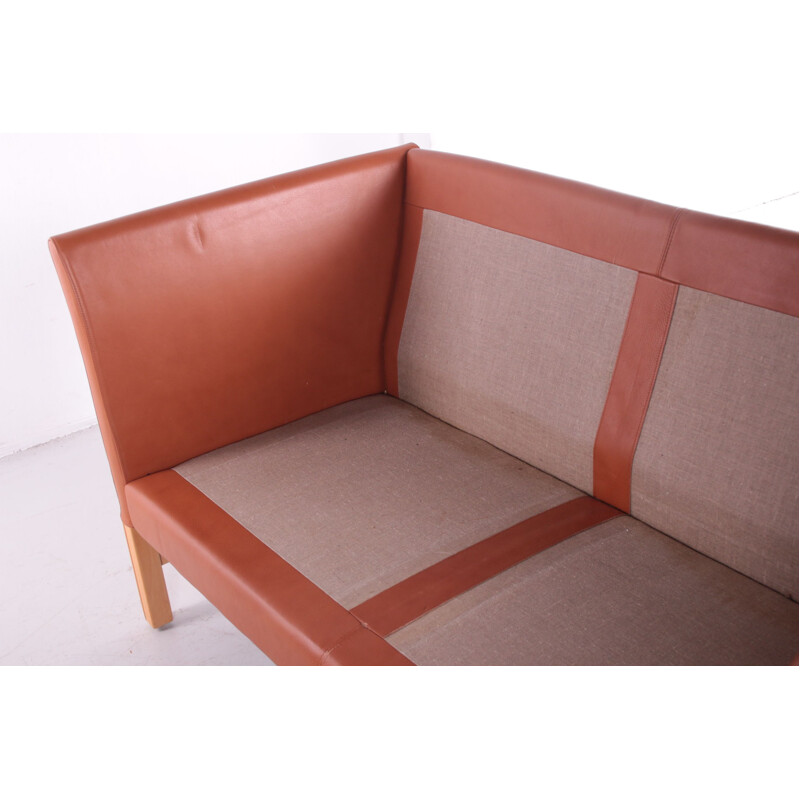 Danish vintage 2 seater leather sofa by Mogens Hansen, Denmark 1980