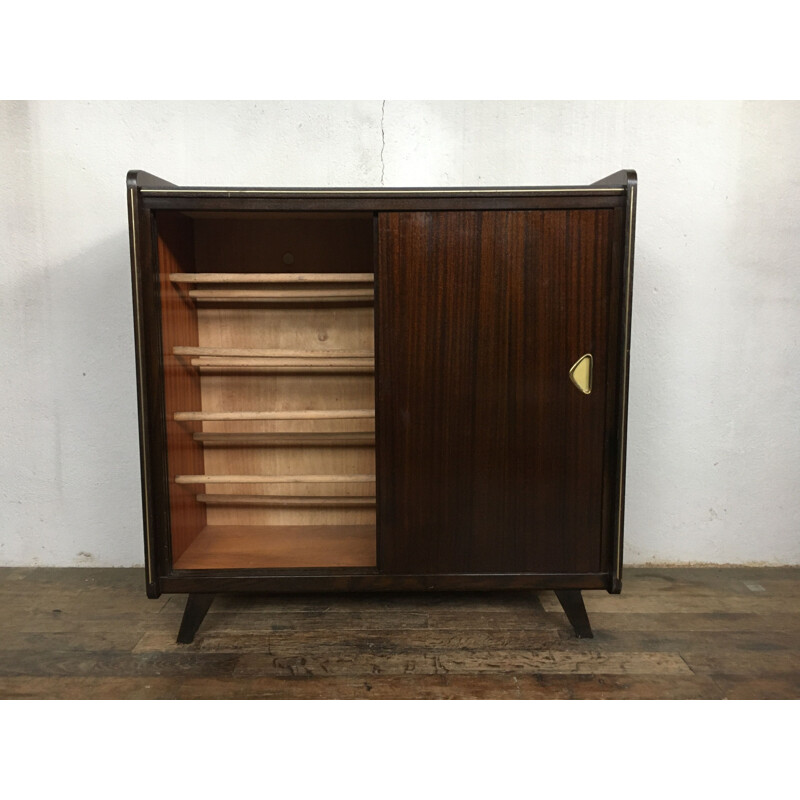 Vintage shoe cabinet with compass legs, 1950-1960