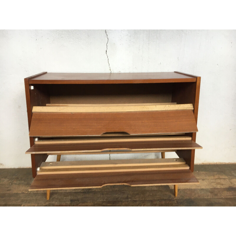 Vintage two-tone shoe cabinet with compass legs, 1950