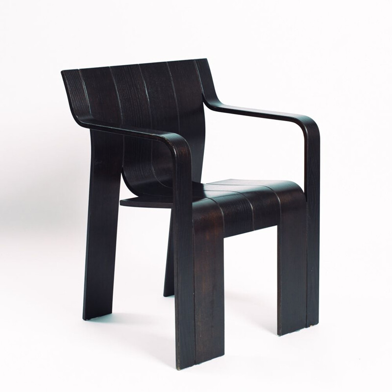 Paire de fauteuils empilables vintage brun noir de Gijs Bakker pour Castelijn, 1961