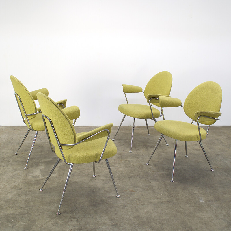 Suite de 4 chaises Kembo en tissu vert, WH GISPEN - 1950