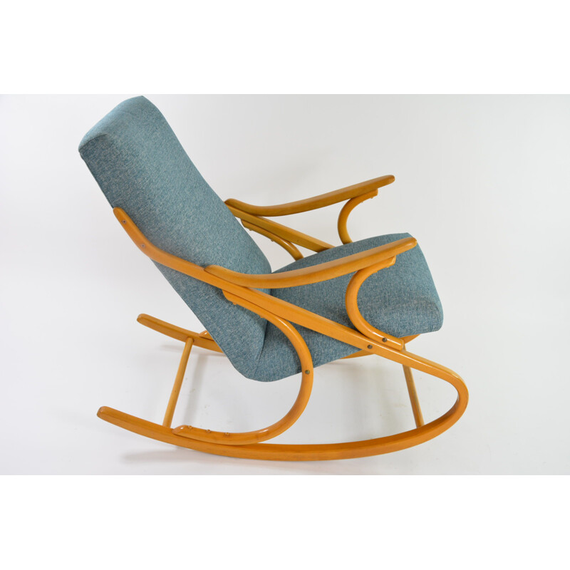 Vintage Czechoslovakian rocking chair in mottled blue, 1960