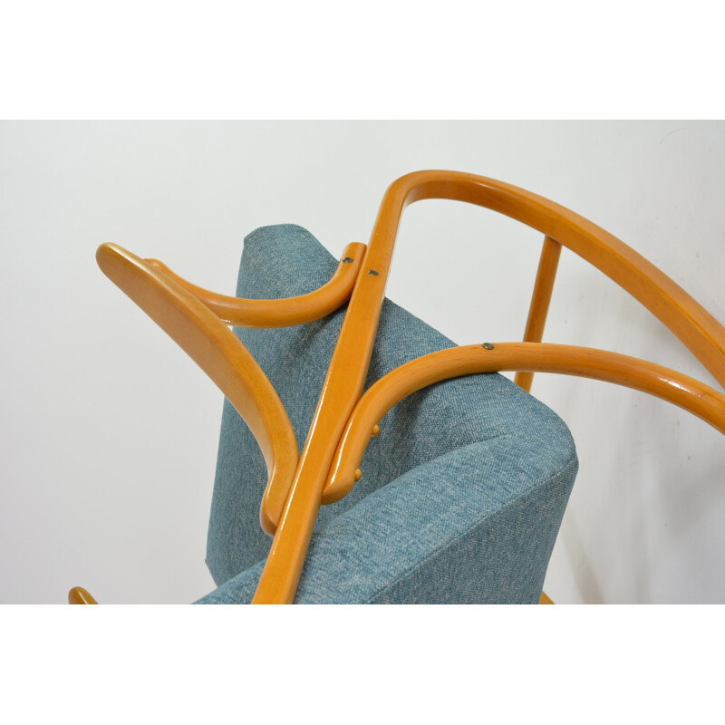 Vintage Czechoslovakian rocking chair in mottled blue, 1960