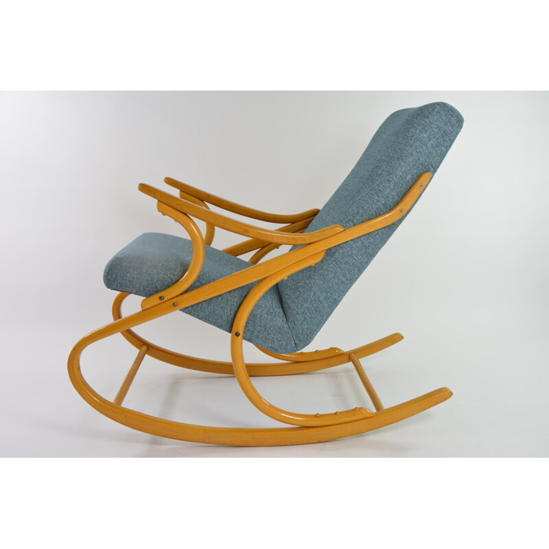 Vintage Czechoslovakian rocking chair in mottled blue, 1960