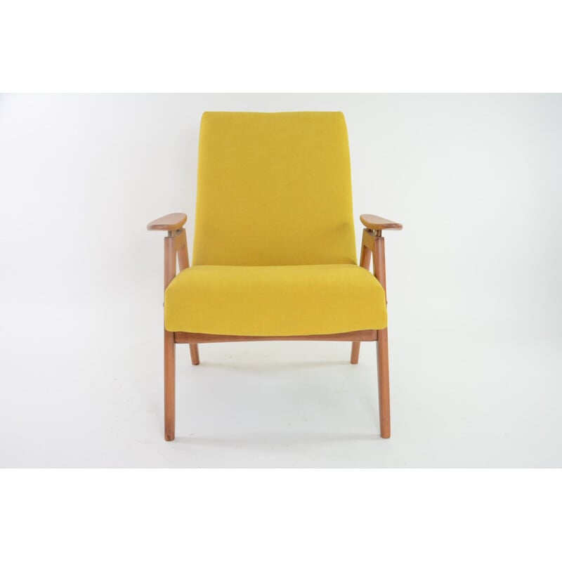 Cadeirão Vintage amarelo de Jiroutek, 1960