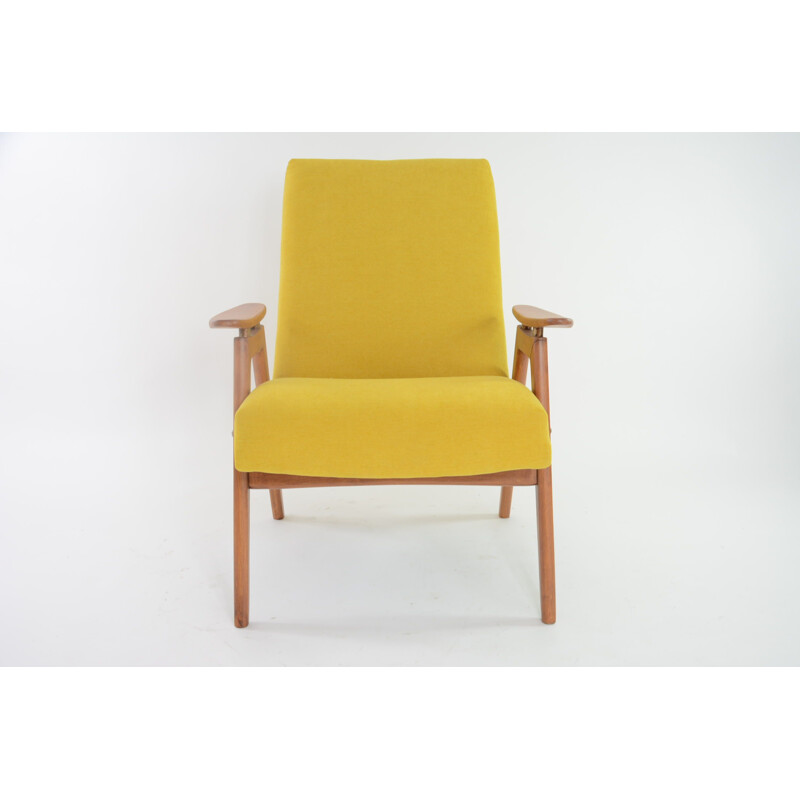 Vintage gele fauteuil van Jiroutek, 1960