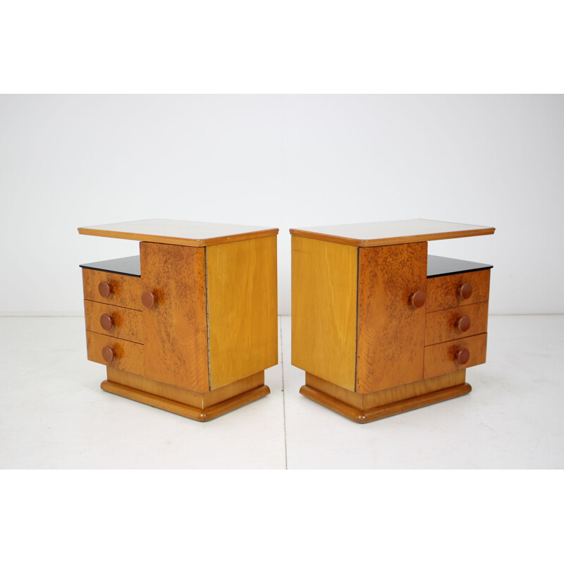 Pair of mid-century night stands by Jindřich Halabala for UP Závody, Czechoslovakia 1950s