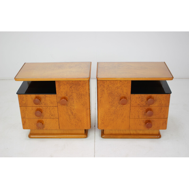 Pair of mid-century night stands by Jindřich Halabala for UP Závody, Czechoslovakia 1950s