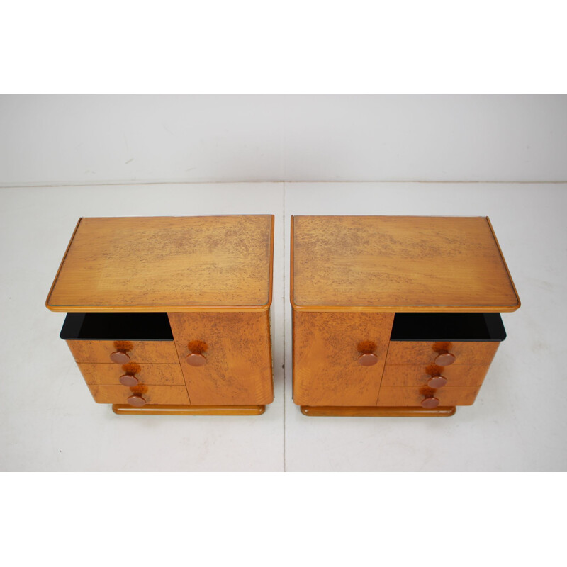Pair of mid-century night stands by Jindřich Halabala for UP Závody, Czechoslovakia 1950s