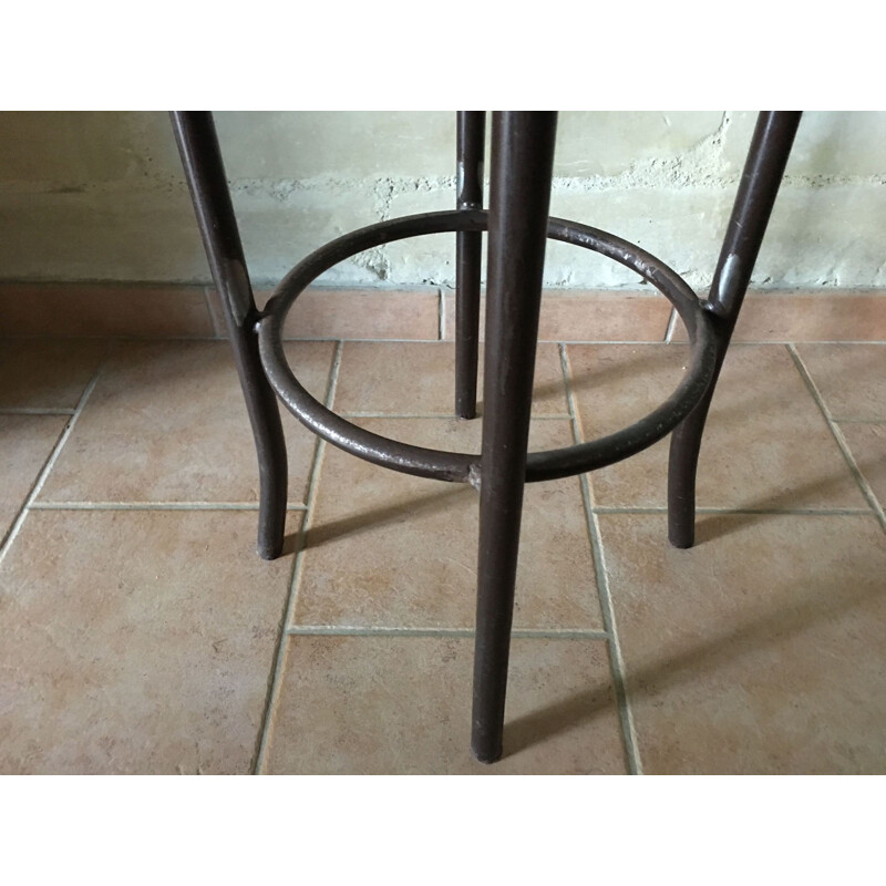 Set of 3 bar stools in metal and purple velvet - 1960s