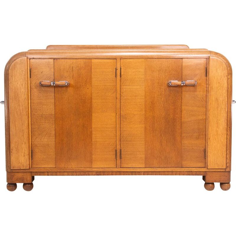Mid-century Art Deco oakwood cocktail cabinet bar by E Gomme