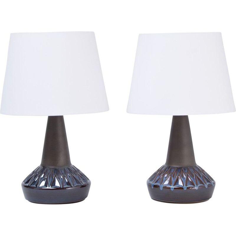 Pair of blue danish mid-century modern table lamps by Einar Johansen for Soholm