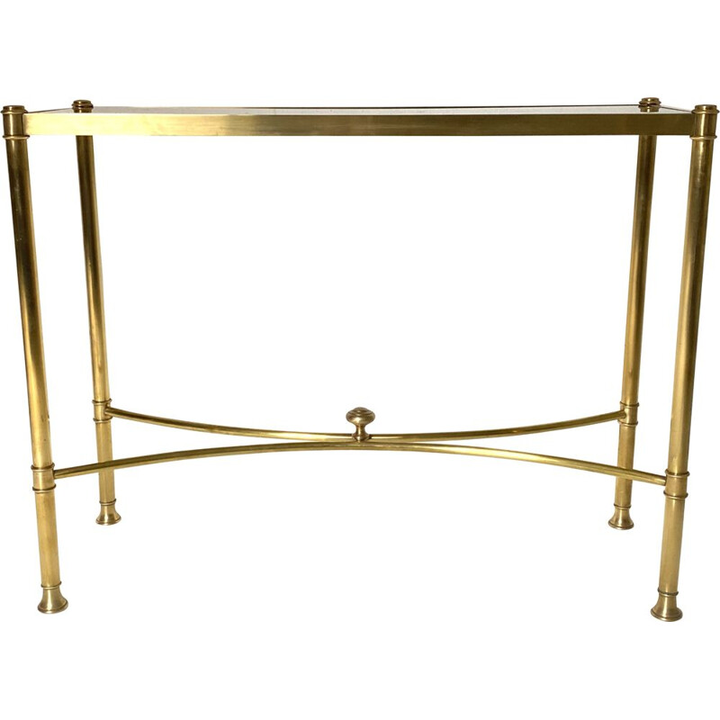 Vintage brass and glass console