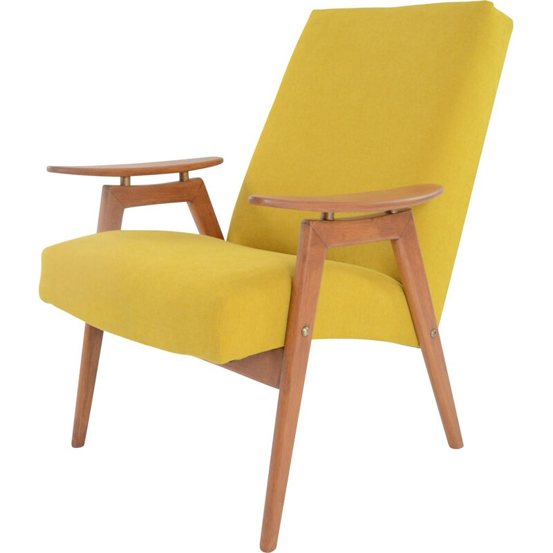 Cadeirão Vintage amarelo de Jiroutek, 1960